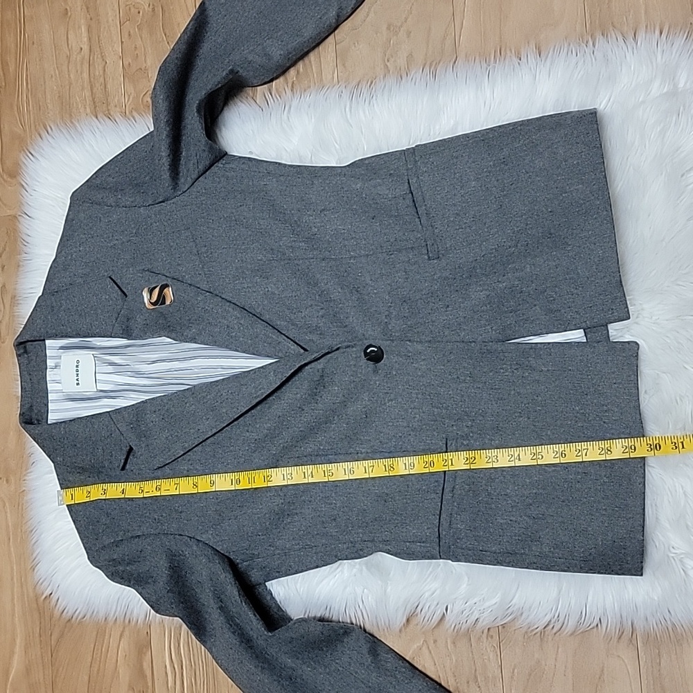 SANDRO  | Grey Wool Blend Blazer - Picture 12 of 14
